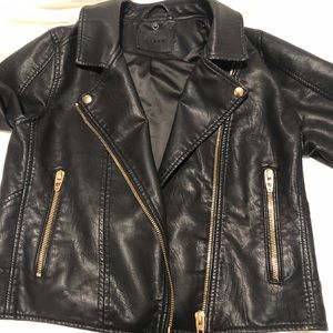 BLANK NYC MOTORCYCLE faux leather GOLD ZIPPERS M